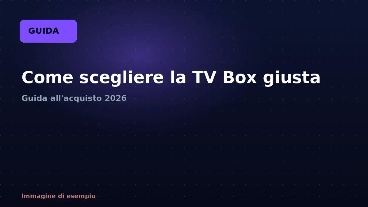 Illustrazione di una TV box Android con le specifiche da controllare prima dell'acquisto