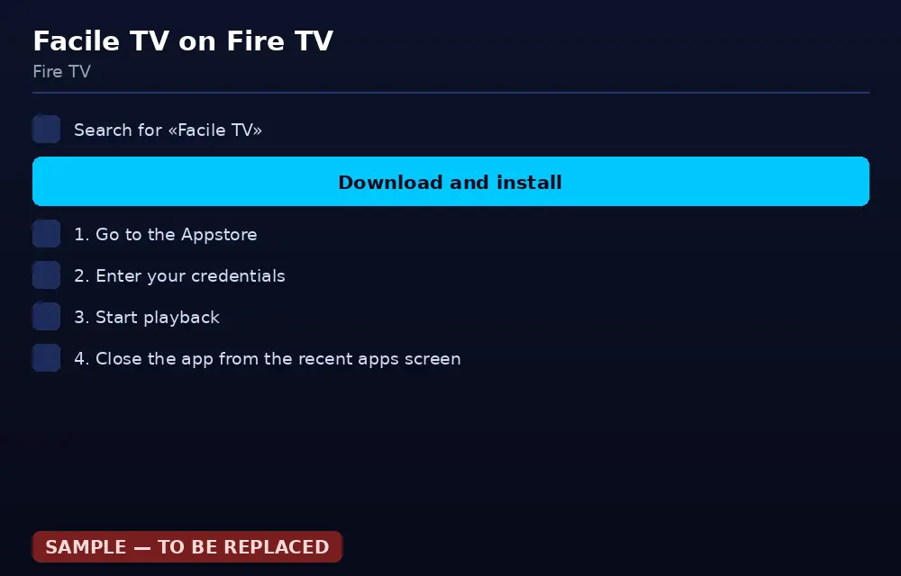 Fire TV Appstore page showing Facile TV in the results
