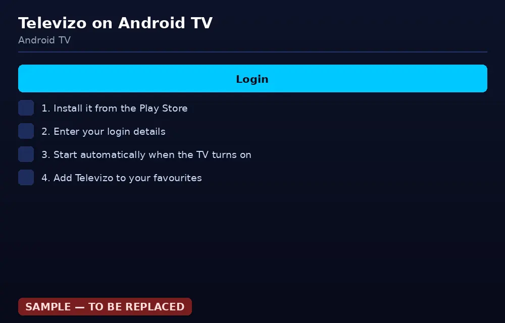 Televizo login fields for host, username and password