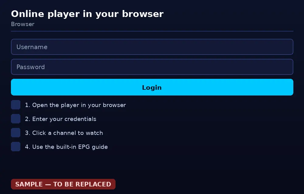 TV8Live online player channel list grouped by category
