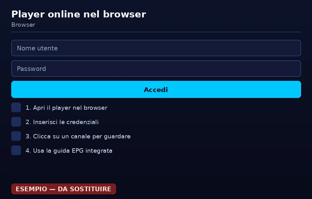 Lista dei canali del player online TV8Live raggruppati per categoria